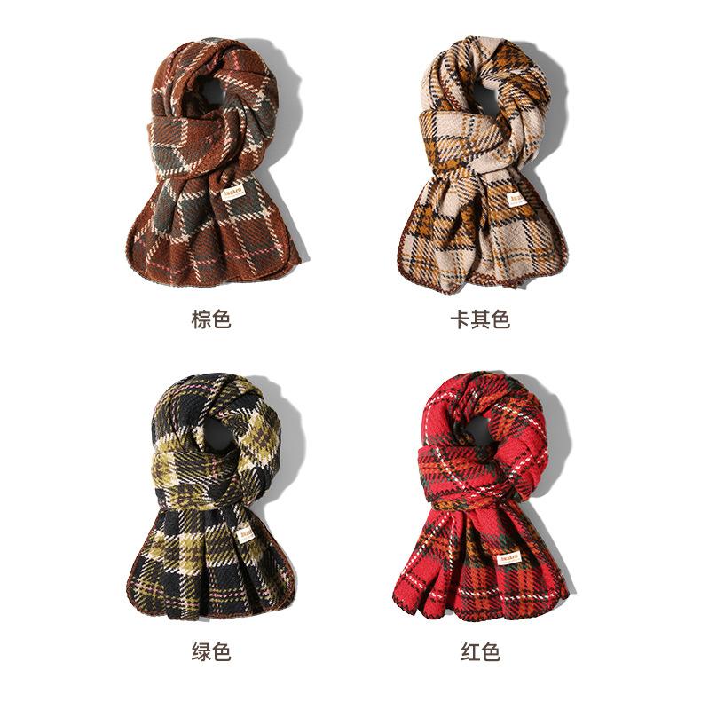 Autumn Winter Warm Scarf for Women British Christmas Plaid Red Scarf Retro Versatile Couple Shawl Neck Warmer