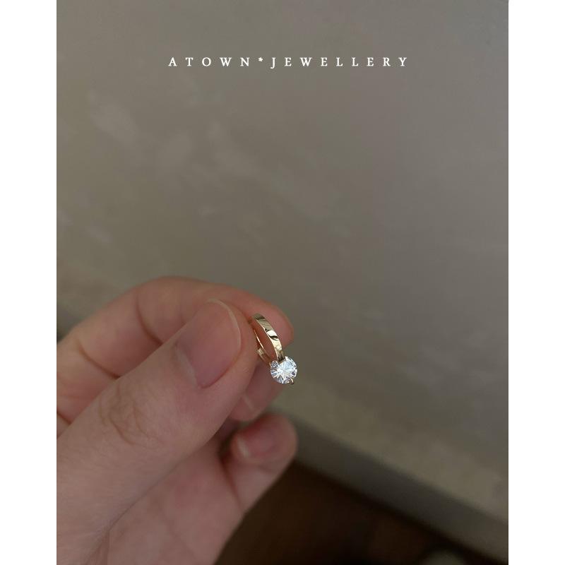 Shining S925 Sterling Silver K Gold Plated Ear Cuff Bare Single Zircon Diamond Versatile Daily Elegant Temperament Smooth K Gold Ear Hoop Ear Cuff