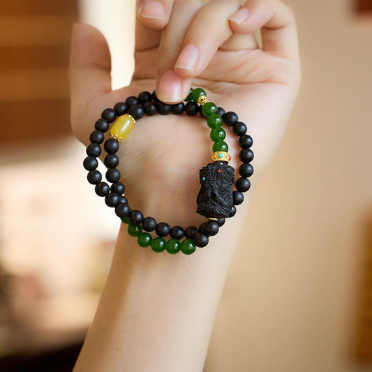 Natural Hainan Jiaozhen Fragrance Bracelet Masked Zakiram Double Circle Good Luck Bracelet Chicken Bone Fragrance