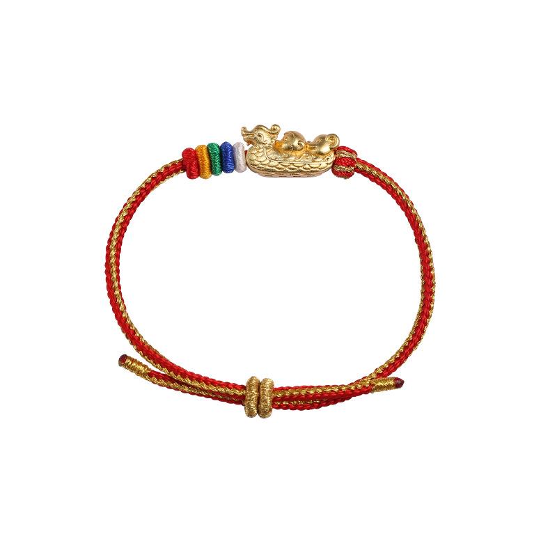Dragon Knot Three-in-One Zodiac Bracelet Dragon Rat Monkey Birth Year Wear 2024 New S999 Silver Lucky Peace Auspicious Bracelet