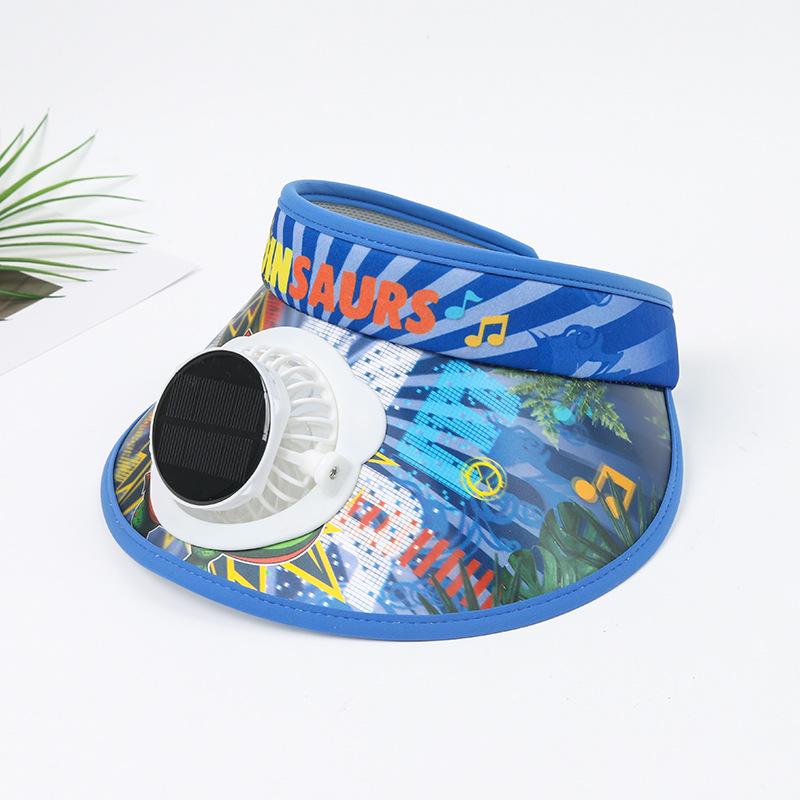 Children's Solar Charging Fan Hat Cartoon Boys and Girls Big Kids Outdoor Summer Sunshade Sun Protection Visor Hat