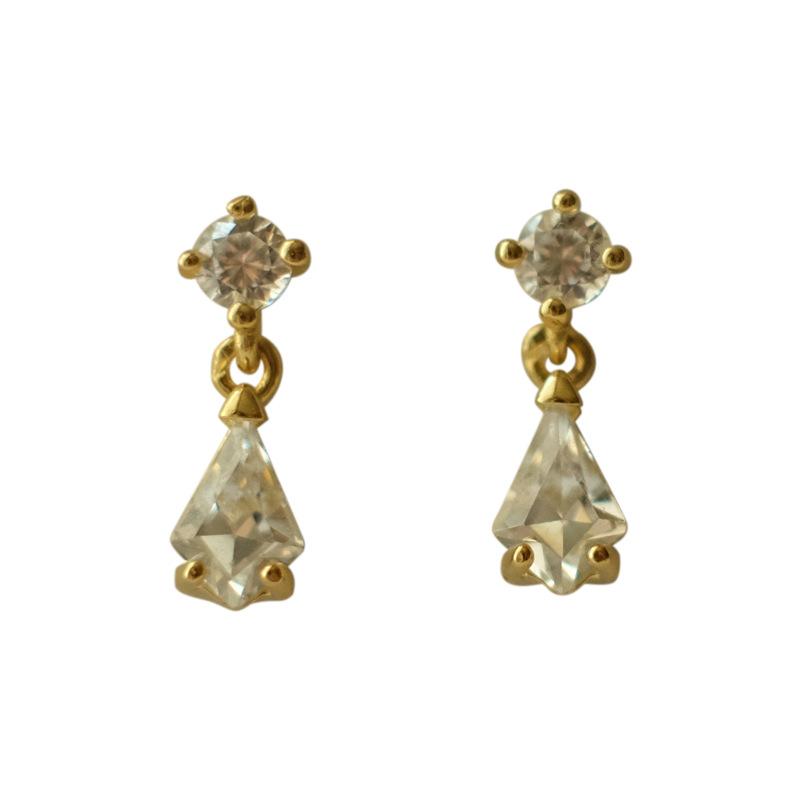 S925 Sterling Silver 14K Gold Plated Mini Earrings for Women Japanese Retro Versatile Commuting Simple Personality Temperament