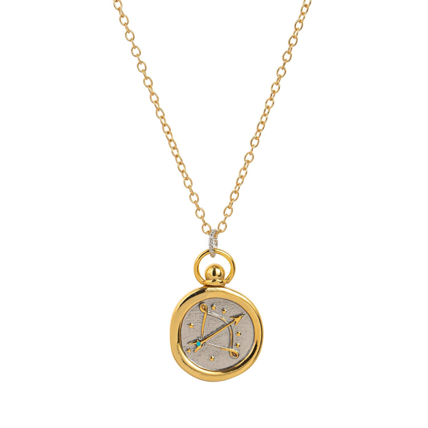 European and American 12 Zodiac Sign Stamp Color Retention Casting Plated 18K Gold Contrast Pendant Necklace for Women Twelve Zodiac Sign Necklace