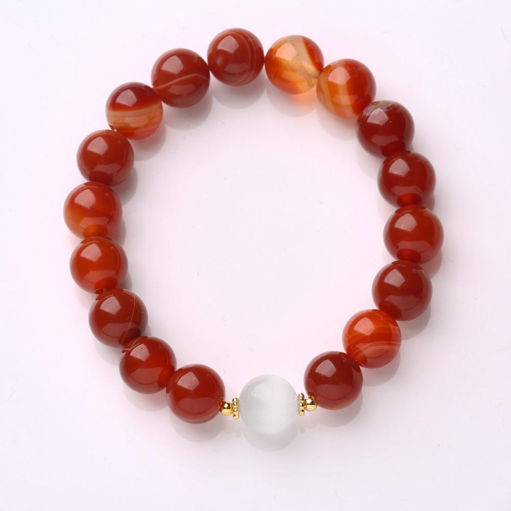 Natural Red Agate Bracelet for Women Cat's Eye Stone Beaded Bracelet Red Striped Agate Bracelet Best Friend Gift