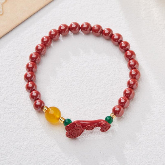 Xiangxi Original High-Content Imperial Sand Bracelet Good Luck and Success Cinnabar Bracelet Zodiac Year Gift