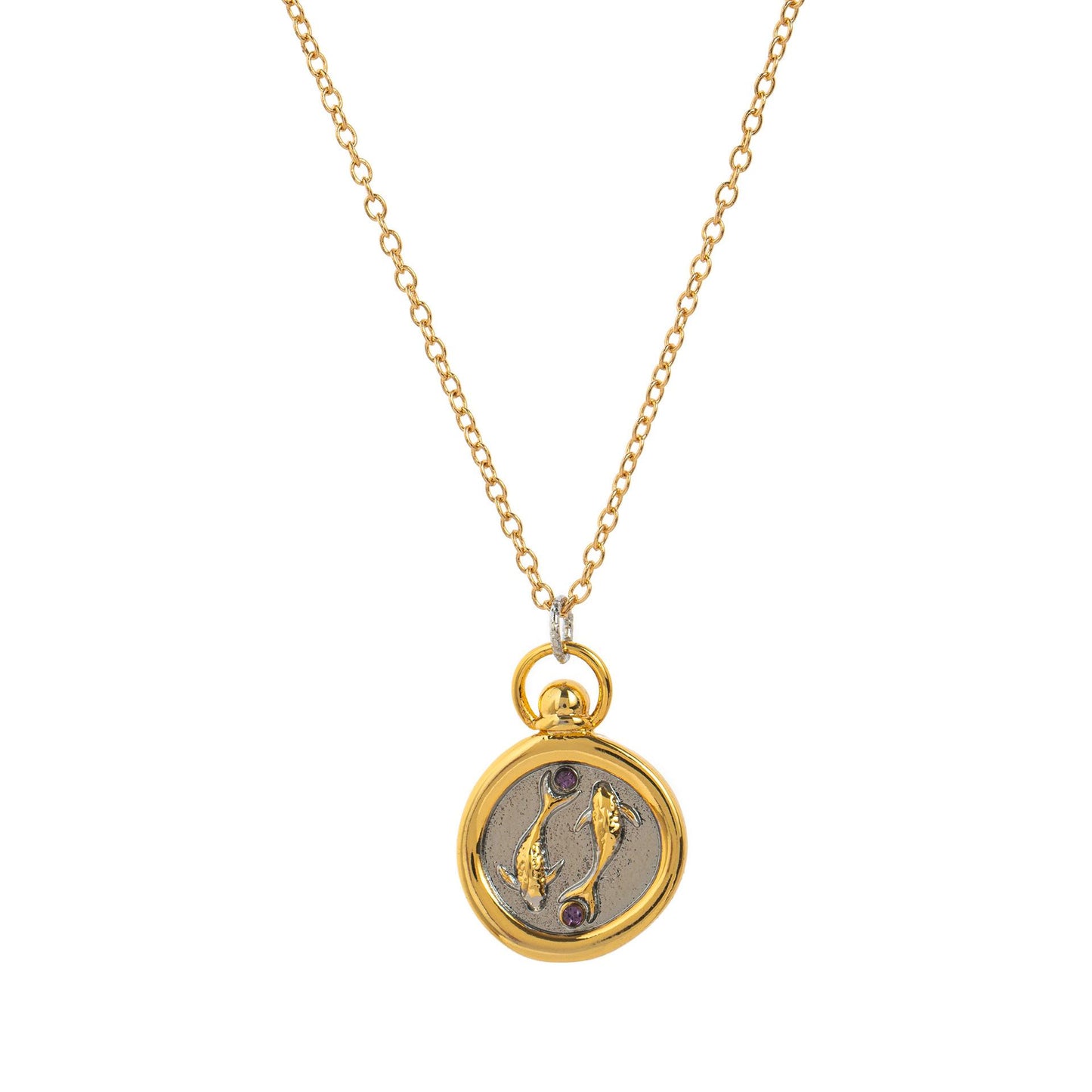 European and American 12 Zodiac Sign Stamp Color Retention Casting Plated 18K Gold Contrast Pendant Necklace for Women Twelve Zodiac Sign Necklace