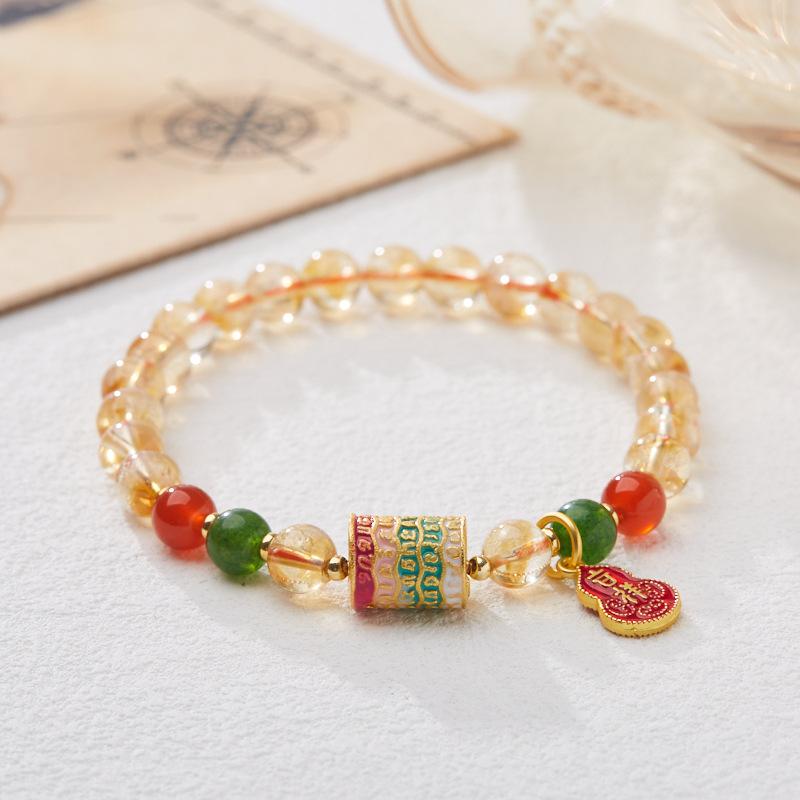 Natural 6MM Yellow Crystal Bracelet for Women Five Strands Auspicious Ruyi Crystal Bracelet High-end Feel Best Friend Gift Wholesale