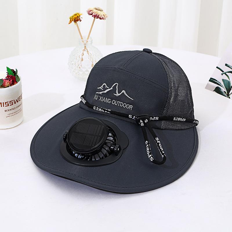 Men's Summer Solar Charging Hat with Fan Fishing Outdoor Sunshade Sun Protection Hat Women's Wide Brim Mesh Hat