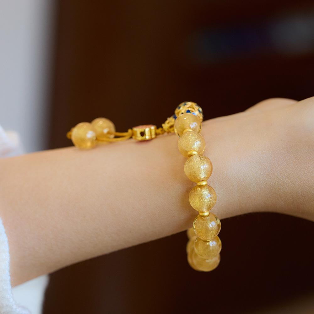 Beijing Yongxiang Gray Glass Bracelet Yellow Gold Foil Glass Daily Progress Gold Ruyi Bracelet Circulation Office