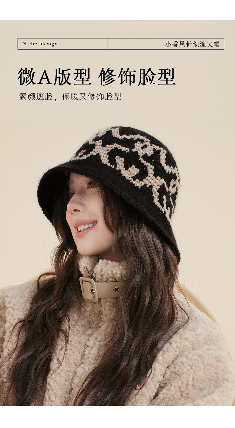 Autumn Winter Versatile Knitted Fisherman Hat for Women Korean Style Ins Fashion Warm Woolen Bucket Hat Retro Artistic Bucket Hat