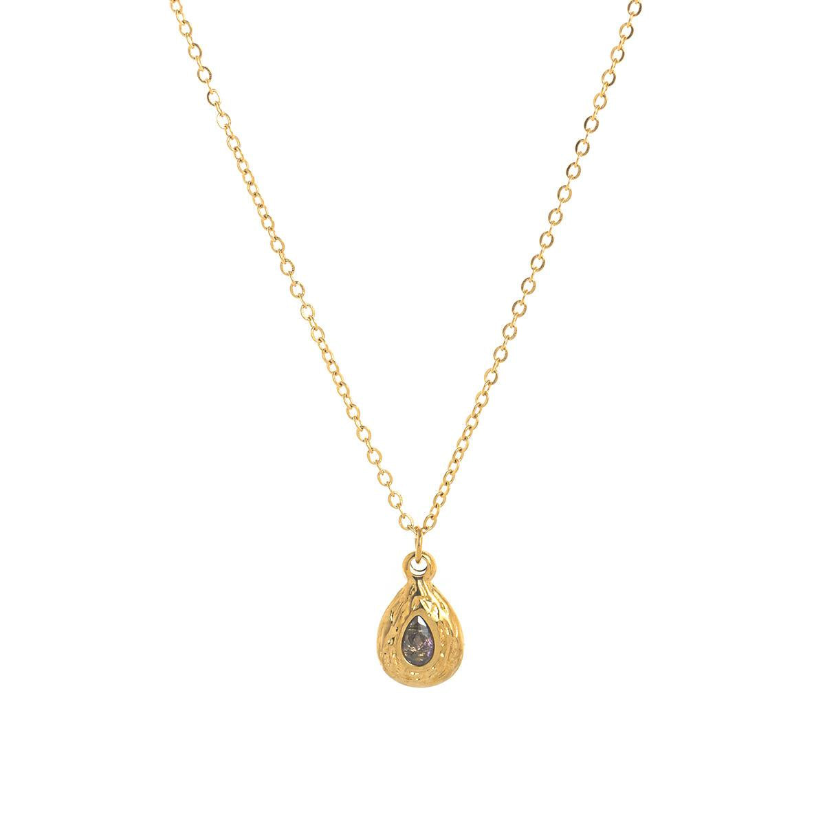 Titanium Steel Color Retention In Stock December Birthstone Irregular Pendant Necklace Round Coin Necklace