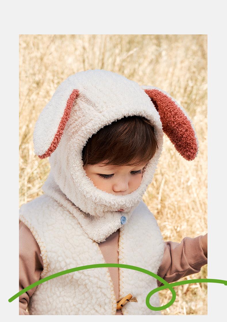 Velvet Feel One-Piece Hat Baby Hat Boys Girls Autumn Winter New Kindergarten Cute Infant Hat Class A