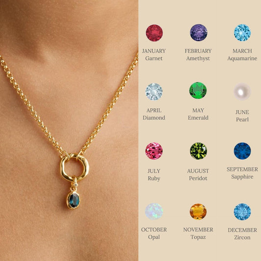 Artistic Retro Free DIY Custom Twelve Birthstone Necklace for Women Family Birthday Gift Collarbone Chain