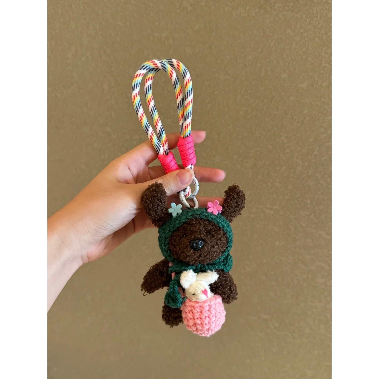 Cute Ugly Long-Eared Teddy Puppy Bag Pendant Keychain Car Hanging Decoration Gift for Girls