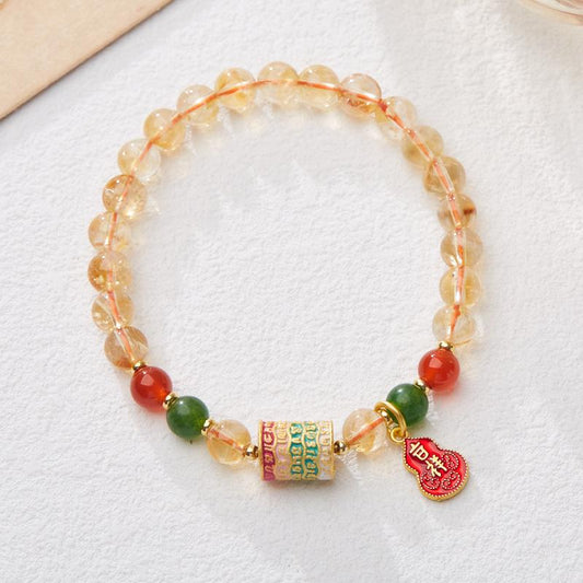 Natural 6MM Yellow Crystal Bracelet for Women Five Strands Auspicious Ruyi Crystal Bracelet High-end Feel Best Friend Gift Wholesale