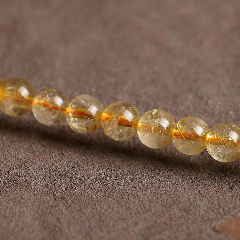 Natural Golden Rutilated Quartz Bracelet Wrapped 3 Times 6mm Golden Rutilated Quartz Multi-Wrap Bracelet Titanium Quartz Bead Bracelet Crystal Round and Full