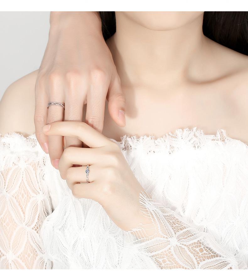 Couple Rings S925 Sterling Silver Pair of Rings Light Luxury High-end Feel Proposal Diamond Ring 520 Gift for Boyfriend and Girlfriend