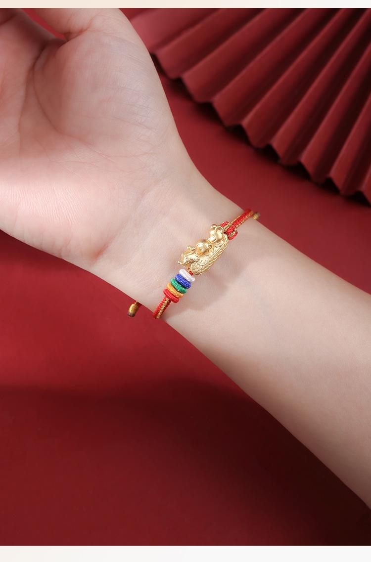 Dragon Knot Three-in-One Zodiac Bracelet Dragon Rat Monkey Birth Year Wear 2024 New S999 Silver Lucky Peace Auspicious Bracelet