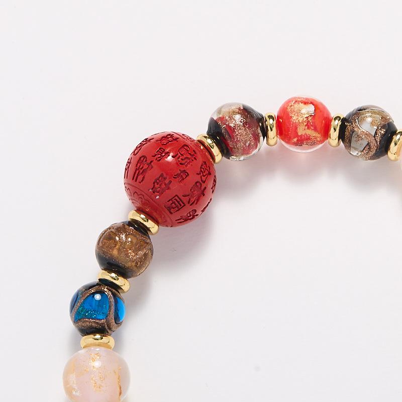 2025 Year of the Snake Temple Incense Ash Glaze Incense Ash Porcelain Bracelet Gold Leaf Glaze Bracelet Wealth Vermilion Gift for Men and Women