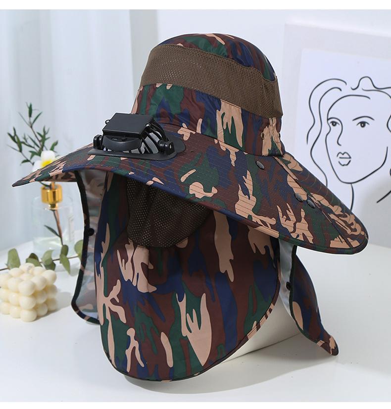 Men's Summer Wide Brim Dual Fan USB Rechargeable Fan Hat Adult Outdoor Sunshade Sun Protection Fishing Work Hat