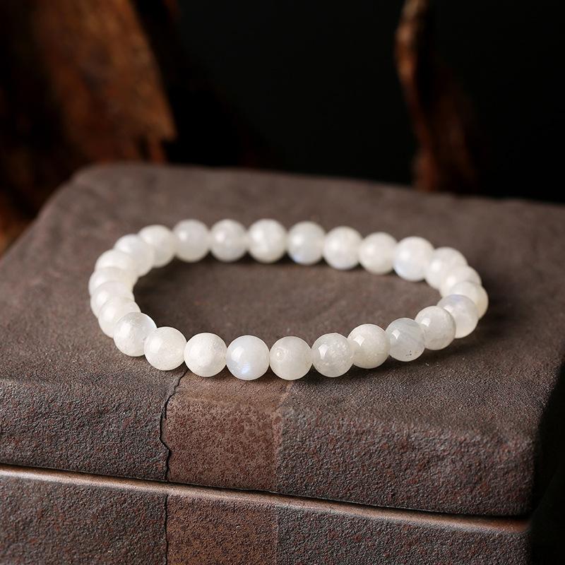 Brazilian Natural White Moonstone Bracelet Original DIY Single Circle Bracelet Female Moonstone Jewelry Jewelry Hand Accessories