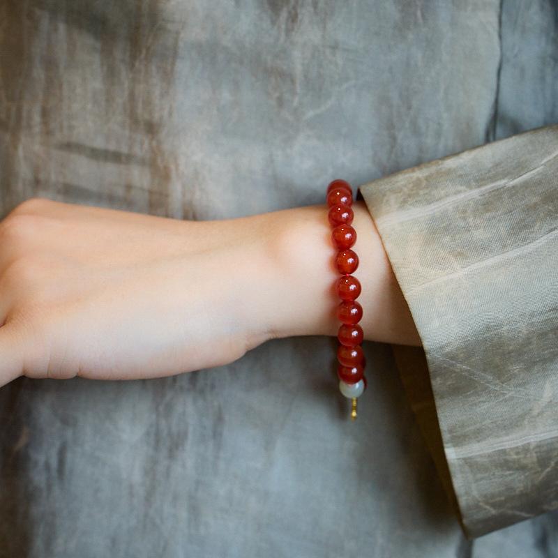 Natural Red Agate Bracelet Good Luck Blessing Fashion Simple Bracelet Gift for Girlfriend Jewelry