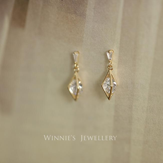 S925 Sterling Silver 14K Gold Plated Earrings Sunlight Radiant Prismatic Simple Elegant Versatile Super Sparkling Zircon Earrings