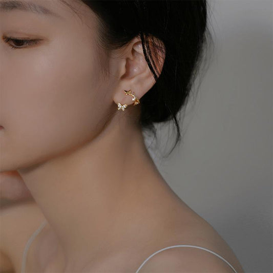 Painless Ear Clips No Piercing Women Small Cute Butterfly Elegant Mosquito Coil Earrings Ear Accessories No Piercing Needed