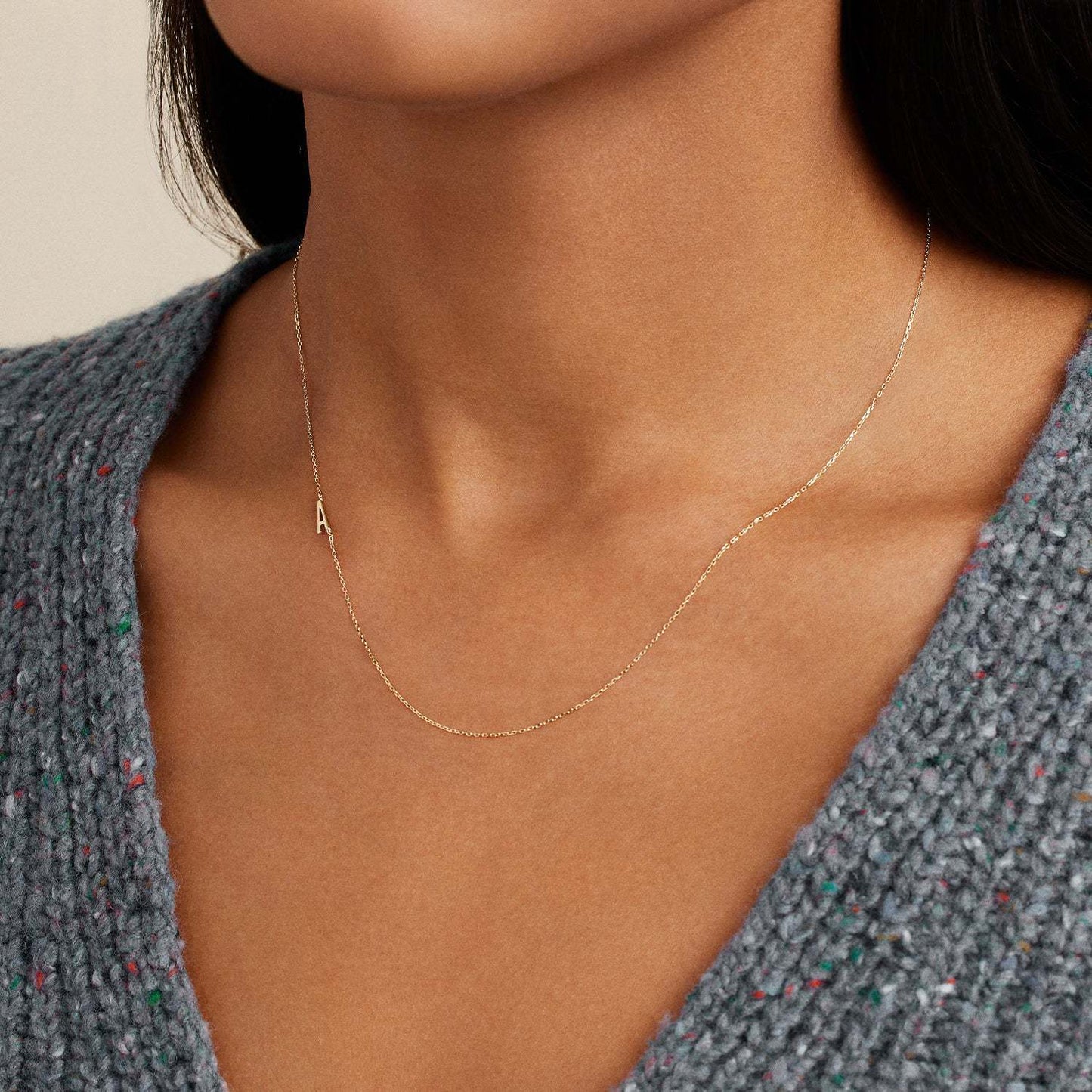 Titanium Steel High Color Retention 26 Letters Capital Initial Necklace for Women Clavicle Chain Gold Plated