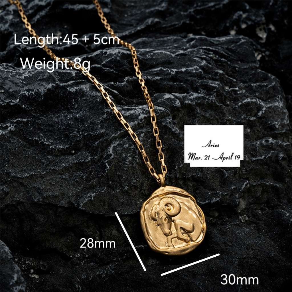 Twelve Constellation Pendant Necklace Furnace Vacuum Electroplating 18k Gold 12 Constellations