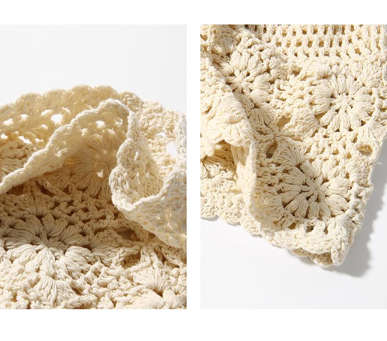New Lace Beanie Hand-Knitted Slouchy Hat for Women Summer Thin Hollow Crochet Knitted Cool Hat Trendy