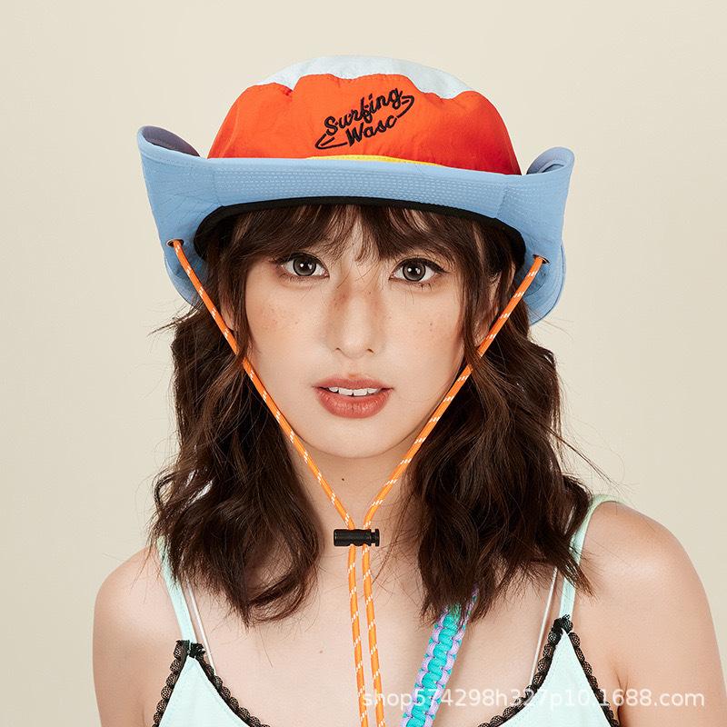 Women's Hat Internet Celebrity Climbing Color Block Fisherman Hat Patchwork Summer Outdoor Western Dopamine Trend