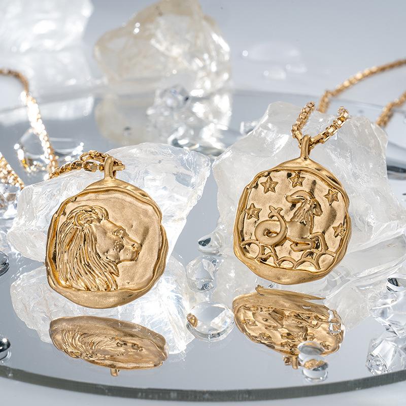 Twelve Constellation Pendant Necklace Furnace Vacuum Electroplating 18k Gold 12 Constellations