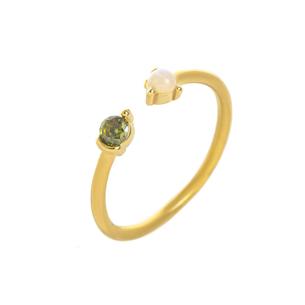 Titanium Steel Color-Retaining Natural Opal Color Zircon December Birthstone Ring Plain Band December Birthstone Plated with 18K Gold