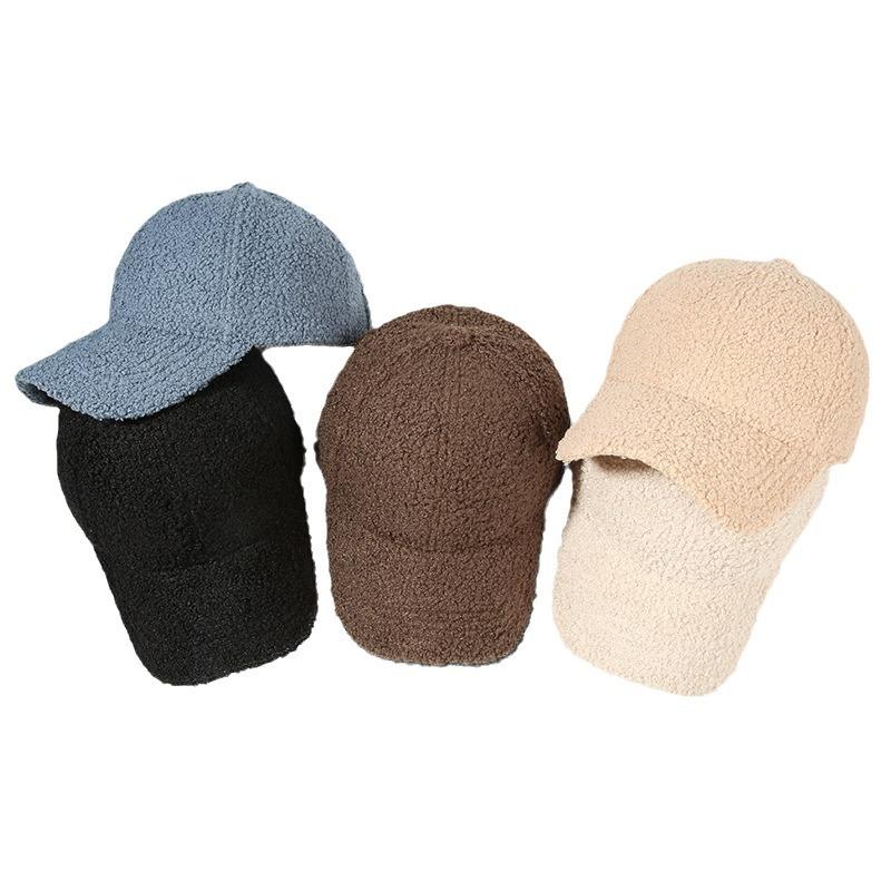 Lightweight Lamb Wool Hat for Men and Women, Autumn and Winter Korean Style Trendy Versatile Baseball Cap, Outdoor Windproof Warm Solid Color Hat