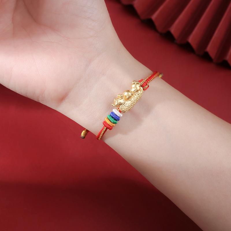 Dragon Knot Three-in-One Zodiac Bracelet Dragon Rat Monkey Birth Year Wear 2024 New S999 Silver Lucky Peace Auspicious Bracelet
