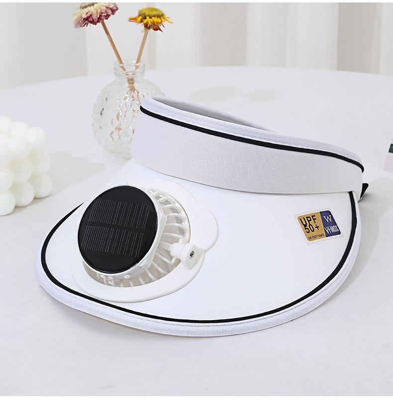 Summer Wide Brim Travel Solar Charging Fan Hat for Adults Men Women Parent-Child Open Top UV Protection Casual