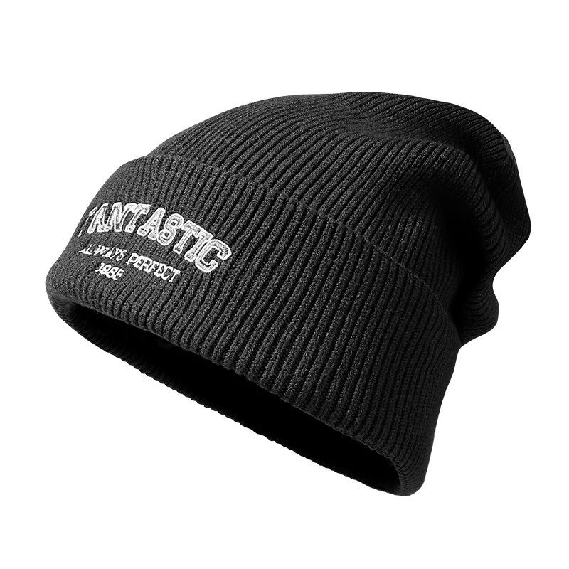 Autumn Winter Knitted Hat for Women Korean Version Large Head Circumference Fashionable Cold Hat for Men Trendy Woolen Hat Couple Matching Style