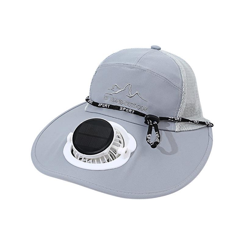 Men's Summer Solar Charging Hat with Fan Fishing Outdoor Sunshade Sun Protection Hat Women's Wide Brim Mesh Hat