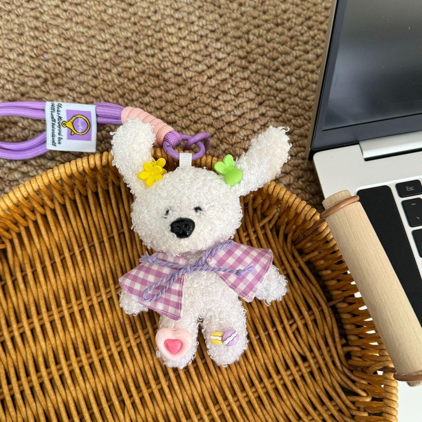 Cute Ugly Long-Eared Teddy Puppy Bag Pendant Keychain Car Hanging Decoration Gift for Girls