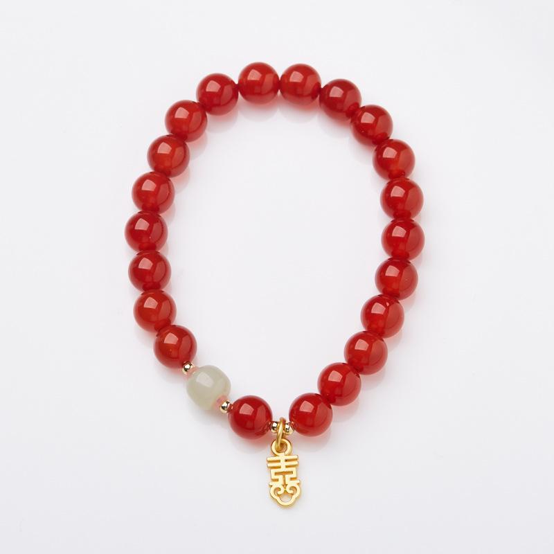 Natural Red Agate Bracelet Good Luck Blessing Fashion Simple Bracelet Gift for Girlfriend Jewelry