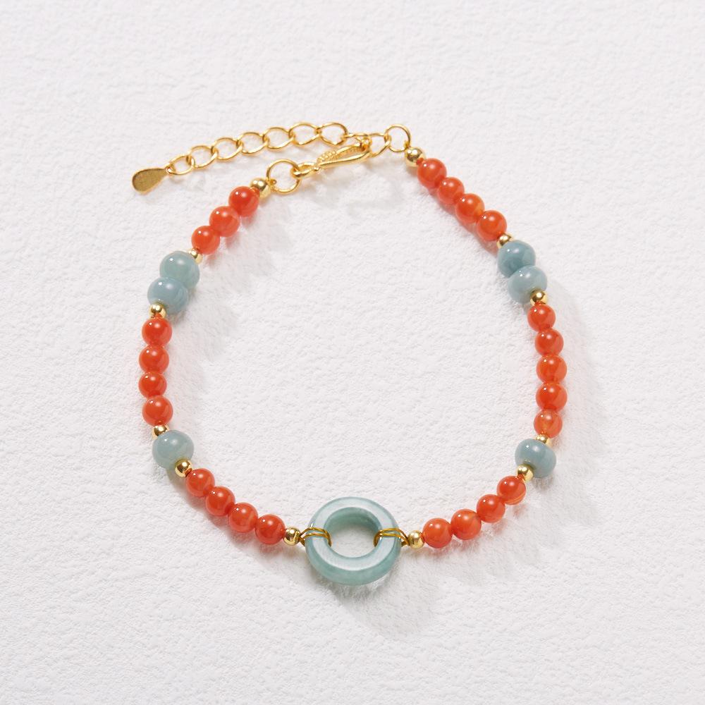 New Chinese Style Natural Sichuan Material 4MM Liangshan South Red Agate Bracelet for Women with Small Beads Cherry Persimmon Red South Red Agate Collection