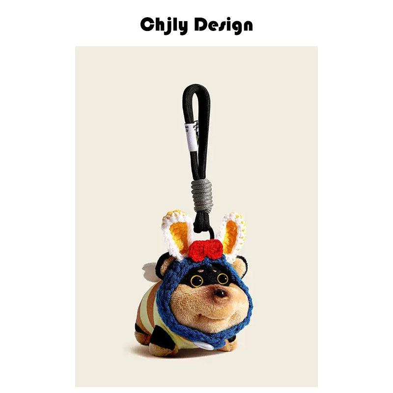 Bee Puppy Backpack with Hat Plush Doll Pendant Bag Pendant Bag Decoration Couple Funny Keychain Doll
