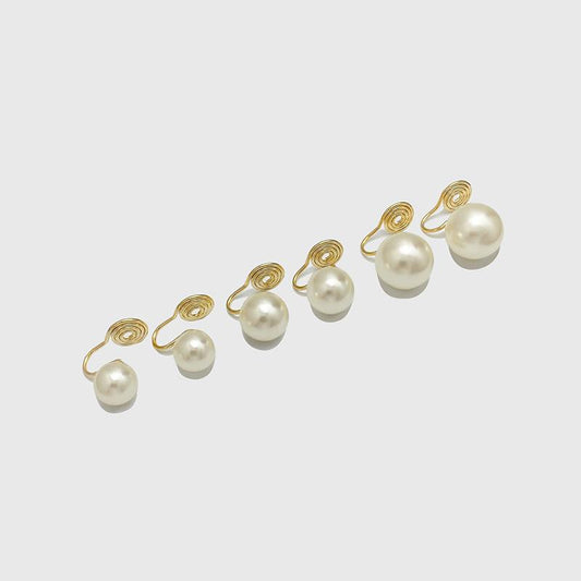 Non-Pierced Ear Clips French Retro High Gloss Pearl High-End Feel Women Mosquito Coil Disc Earrings Light Luxury Small Light Bulb New Trend