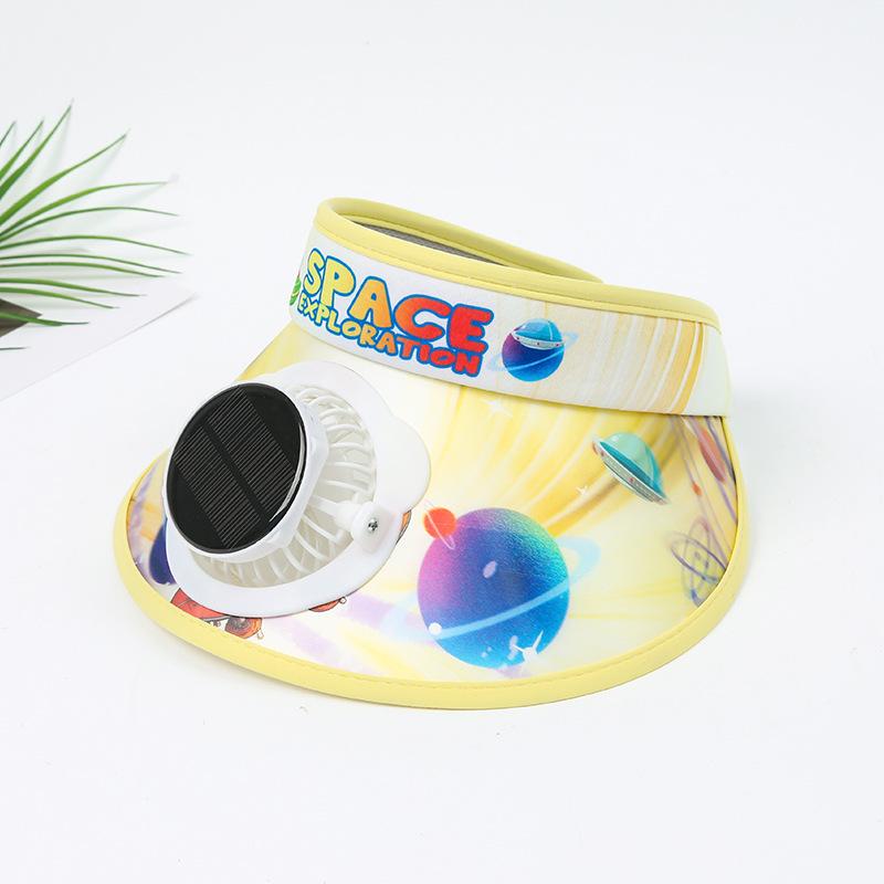 Children's Solar Charging Fan Hat Cartoon Boys and Girls Big Kids Outdoor Summer Sunshade Sun Protection Visor Hat