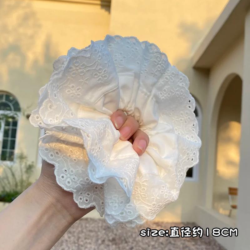 Gray Flower~ Extra Large Lace Scrunchie High-End Feel Large Scrunchie Women's Hair Tie Hair Accessory Korean Hair Ornament