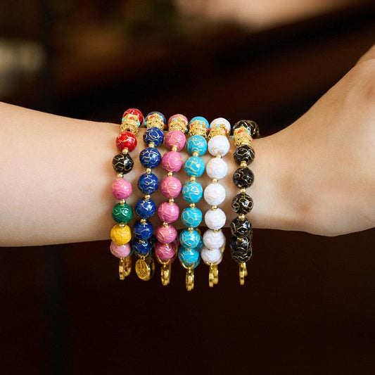 Xianghui Glazed Bracelet Cloisonné Floral Six-in-One Zodiac Year New Chinese Style Bracelet