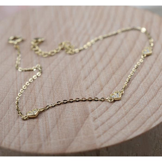 S925 Sterling Silver Gold-Plated Bracelet Hollow Smooth Heart Simple Elegant Petite Bracelet for Women