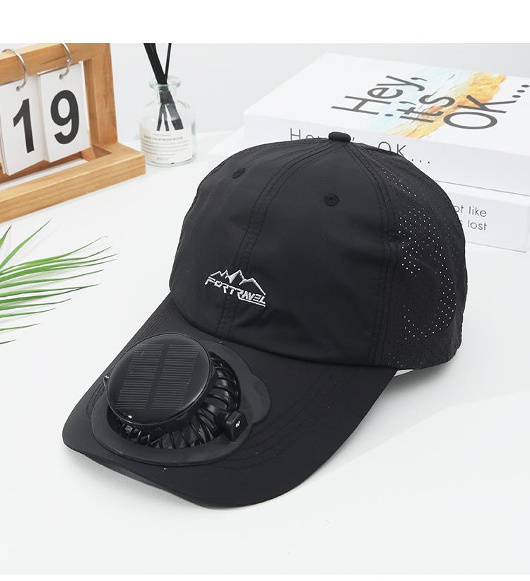 Summer Solar Charging Digital Display Fan Outdoor Quick-Dry Sunshade Sun Protection Wide Breathable Brim Hat Baseball Cap