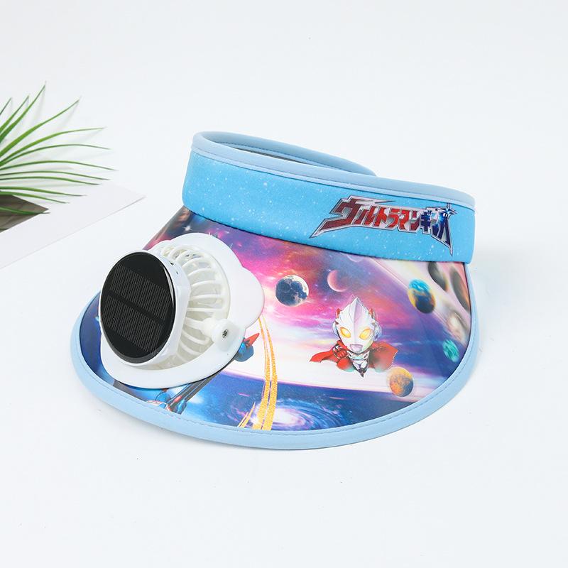 Children's Solar Charging Fan Hat Cartoon Boys and Girls Big Kids Outdoor Summer Sunshade Sun Protection Visor Hat
